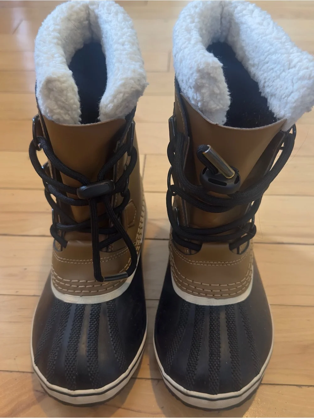 Sorel Kids Waterproof Brown and Black Snow Boots with Fleece Collar
